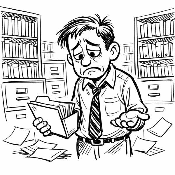 Office Employee Frustrated at Delayed File Retrieval