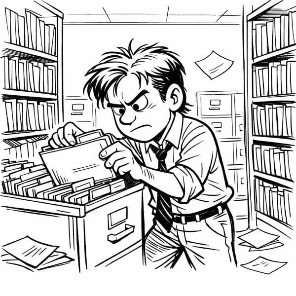 Office Employee Looking for File