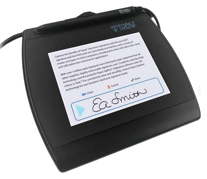 Signature Pad for Chain of Custody